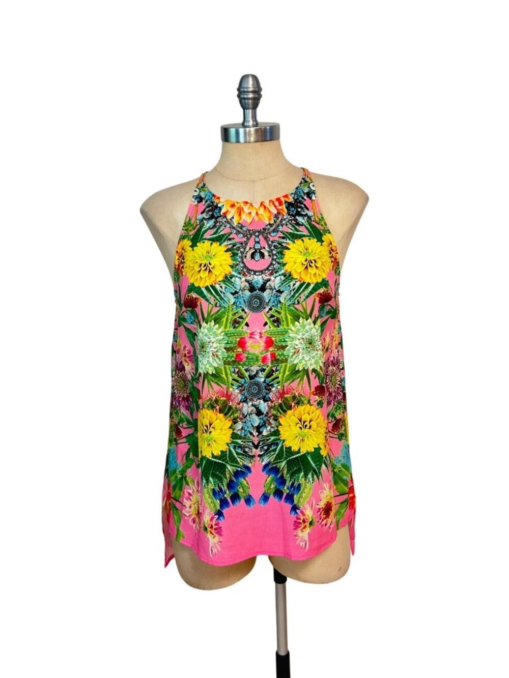 Clover Canyon Womens Sleeveless Pink Floral Print Tank Top Size Medium